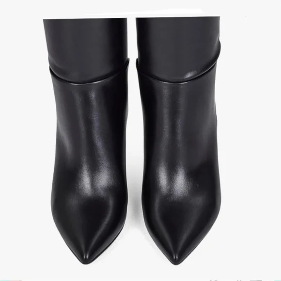 NIB Black Matte Knee High Stilletto Boots - Size 9 - Picture 4 of 6